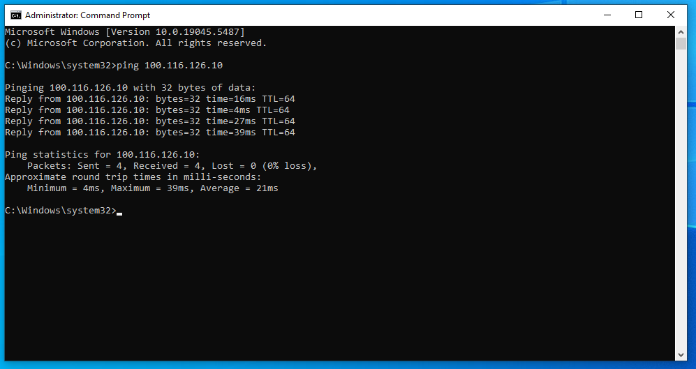 Pinging a device over the Tailscale network