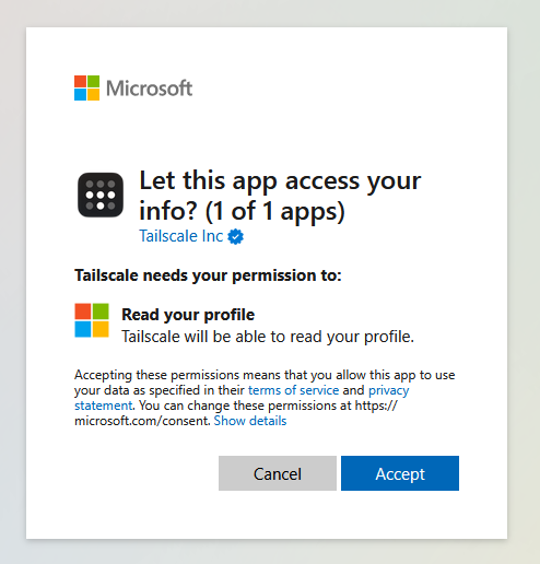 Tailscale permission request